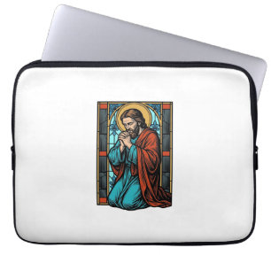 Retro Biddende Religieuze Figuur Vector T-shirt De Laptop Sleeve