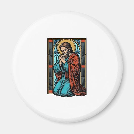 Retro Biddende Religieuze Figuur Vector T-shirt De Magneet (Voorkant)