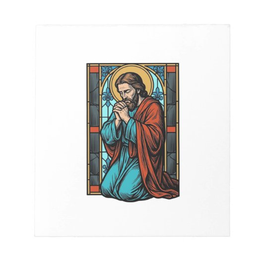 Retro Biddende Religieuze Figuur Vector T-shirt De Notitieblok (Voorkant)
