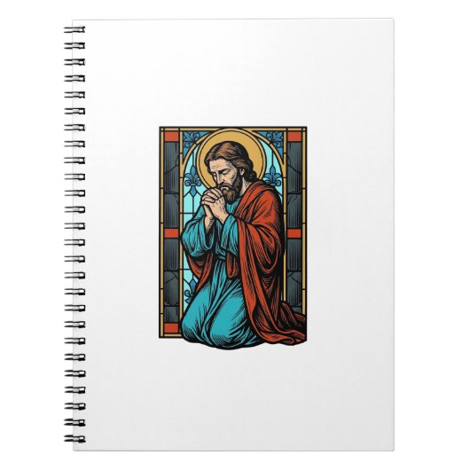 Retro Biddende Religieuze Figuur Vector T-shirt De Notitieboek (Voorkant)