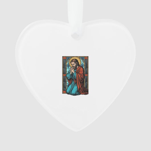 Retro Biddende Religieuze Figuur Vector T-shirt De Ornament (voorkant)