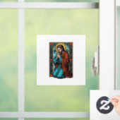 Retro Biddende Religieuze Figuur Vector T-shirt De Raamsticker (Huis)