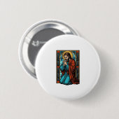 Retro Biddende Religieuze Figuur Vector T-shirt De Ronde Button 5,7 Cm (Voorkant /achterkant)