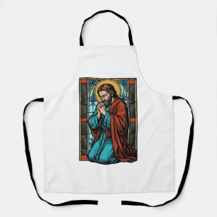 Retro Biddende Religieuze Figuur Vector T-shirt De Schort