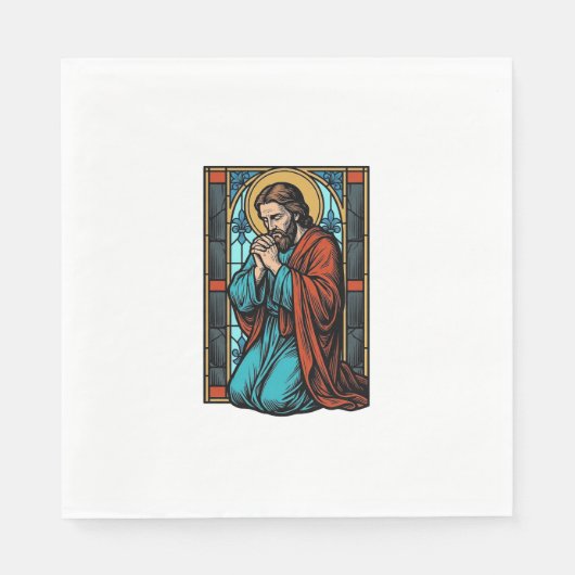 Retro Biddende Religieuze Figuur Vector T-shirt De Servet (Voorkant)
