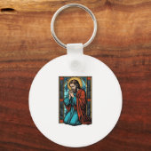 Retro Biddende Religieuze Figuur Vector T-shirt De Sleutelhanger (Voorkant)