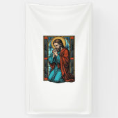 Retro Biddende Religieuze Figuur Vector T-shirt De Spandoek (Verticaal)