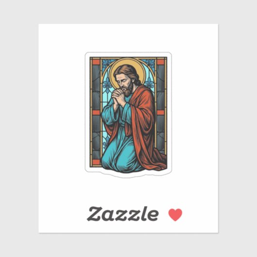 Retro Biddende Religieuze Figuur Vector T-shirt De Sticker (Vel)