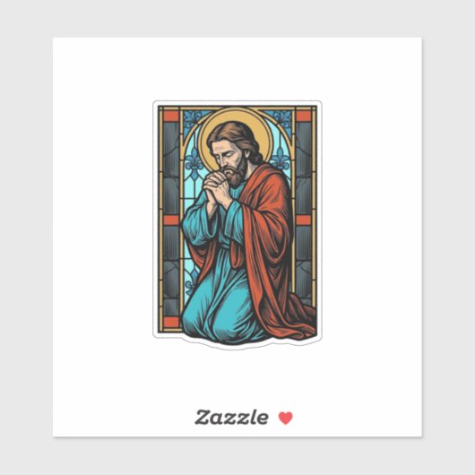 Retro Biddende Religieuze Figuur Vector T-shirt De Sticker (Vel)