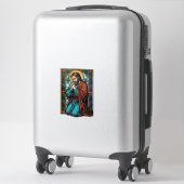Retro Biddende Religieuze Figuur Vector T-shirt De Sticker (Koffer)