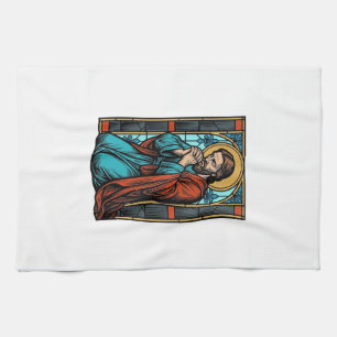 Retro Biddende Religieuze Figuur Vector T-shirt De Theedoek