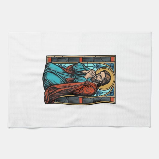 Retro Biddende Religieuze Figuur Vector T-shirt De Theedoek (Horizontaal)