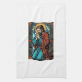 Retro Biddende Religieuze Figuur Vector T-shirt De Theedoek (Verticaal)