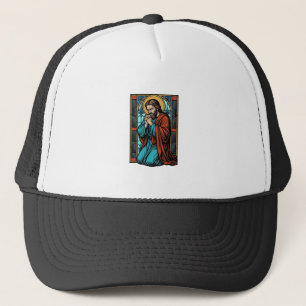 Retro Biddende Religieuze Figuur Vector T-shirt De Trucker Pet