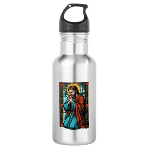 Retro Biddende Religieuze Figuur Vector T-shirt De Waterfles