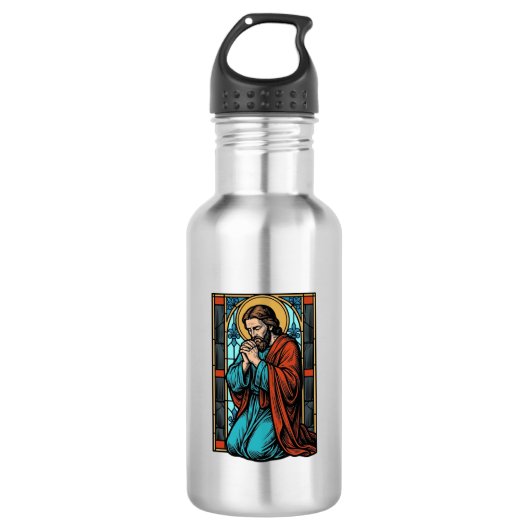 Retro Biddende Religieuze Figuur Vector T-shirt De Waterfles (Voorkant)
