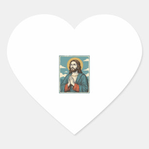 Retro Biddende Verlosser Religieus Shirt Ontwerp_1 Hart Sticker
