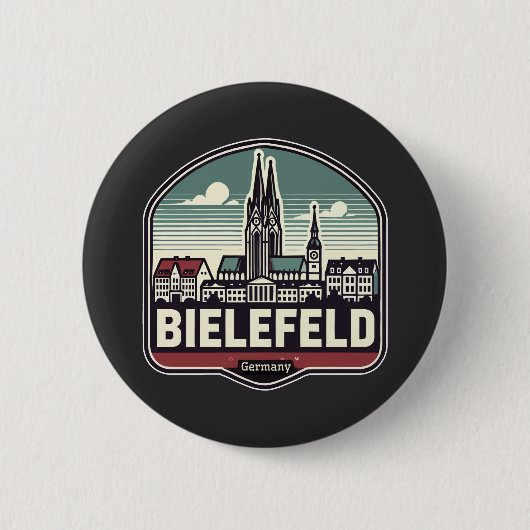 Retro Bielefeld Skyline Ronde Button 5,7 Cm (Voorkant)