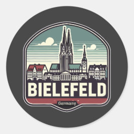 Retro Bielefeld Skyline Ronde Sticker