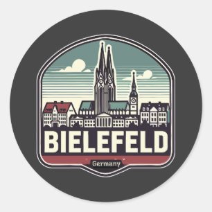 Retro Bielefeld Skyline Ronde Sticker