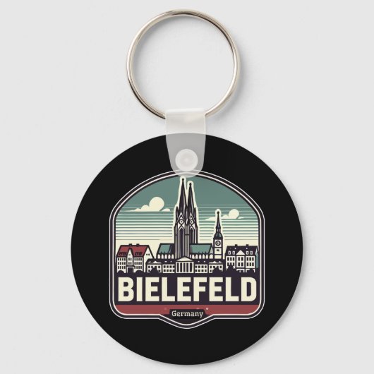 Retro Bielefeld Skyline Sleutelhanger (Voorkant)