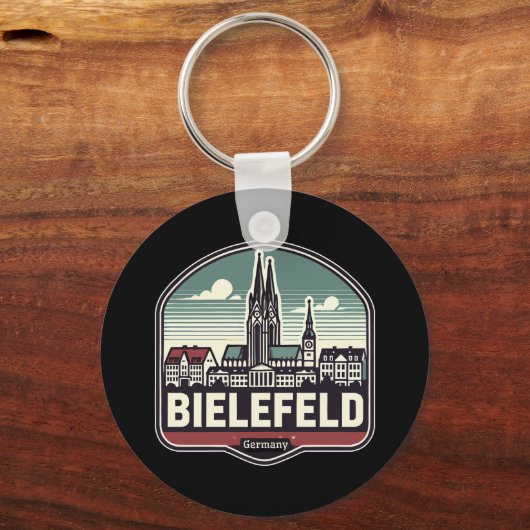 Retro Bielefeld Skyline Sleutelhanger (Achterkant)