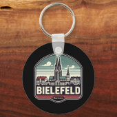 Retro Bielefeld Skyline Sleutelhanger (Voorkant)