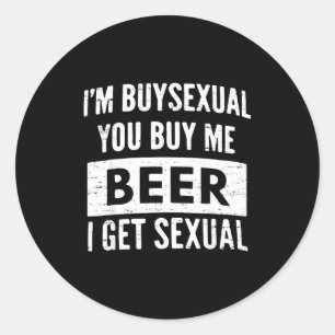 Retro bier grappig ik ben Buyual jij koopt mij bie Ronde Sticker
