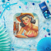 Retro Bier Land Meisje Papieren Bordje (Feest)