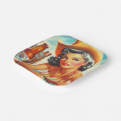 Retro Bier Land Meisje Papieren Bordje (Gebogen)