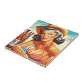 Retro Bier Land Meisje Tegeltje (Zijkant)