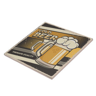 Retro Bier Liefhebbers Word Art Tegeltje