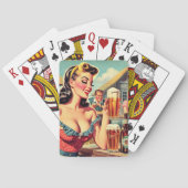 Retro bier meisje illustratie pokerkaarten (Achterkant)