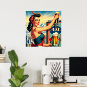 Retro bier pin-up poster (Thuiskantoor)