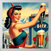Retro bier pin-up poster (Voorkant)