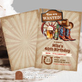 Retro  bieren laarzen Cowboy Adult Birthday Kaart