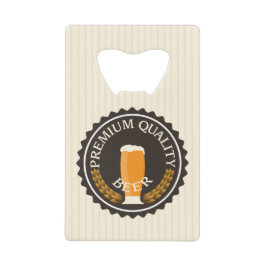 Retro bierlabel met uw naam creditkaart flessenopener