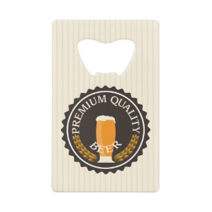 Retro bierlabel met uw naam creditkaart flessenopener