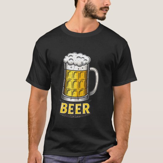 Retro biermok met schuimprint t-shirt (Voorkant)