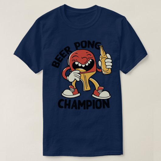 Retro Bierpong Kampioen Ping Pong Paddle T-shirt (Design voorkant)