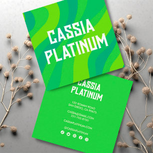 Retro Big Bold Waves minimalistische sociale picto Vierkante Visitekaartje