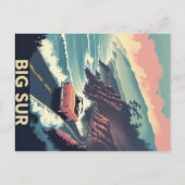 Retro Big Sur Coastal Drive Convertible Briefkaart (Voorkant)