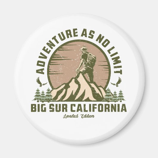 Retro Big Sur Hike Sunset T-shirt Magneet (Voorkant)