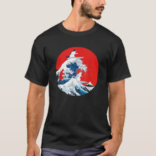 Retro Big Wave Japans Vaporwave Cat Funny Schattig T-shirt