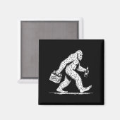 Retro Bigfoot bier drinkend – Grappige Sasquatch Magneet (Voorkant / Achterkant)