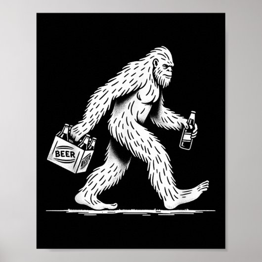 Retro Bigfoot Drink Bier – Funny Sasquatch Poster (Voorkant)
