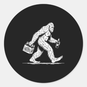 Retro Bigfoot Drink Bier – Funny Sasquatch Ronde Sticker