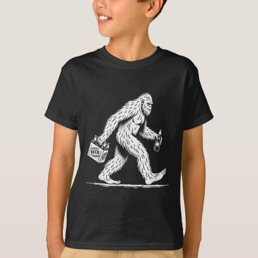 Retro Bigfoot Drink Bier – Funny Sasquatch T-shirt (Voorkant)