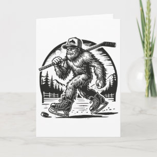Retro Bigfoot Hockey Grappige Sasquatch Bigfoot Ij Kaart