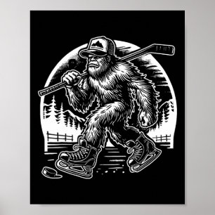 Retro Bigfoot Hockey Grappige Sasquatch Bigfoot Sp Poster